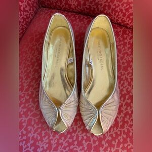 Loeffler Randall Gold Peep-Toe Flats, Size 6 1/2